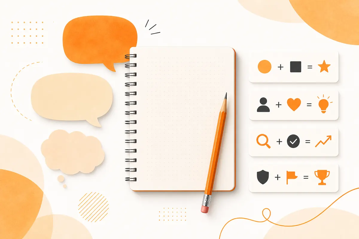 Editorial infographic showing slogan examples and tagline formula cards